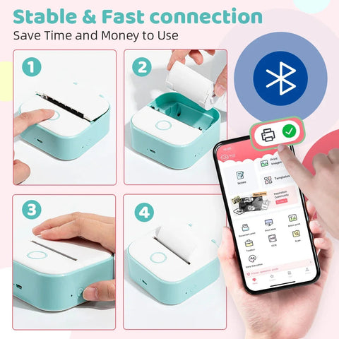 T02 Mini Thermal Printer Phomemo T02 Sticker Maker Machine Portable Bluetooth Pocket Printer Study Supplies for Photos Notes Ewkiki
