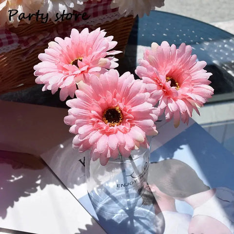 Artificial Silk Gerbera Flowers Wedding Home Decoration Fake Daisy Chrysanthemum Party Home Decoration 3Pcs 6Pcs Batch of 23cm - Ewkiki