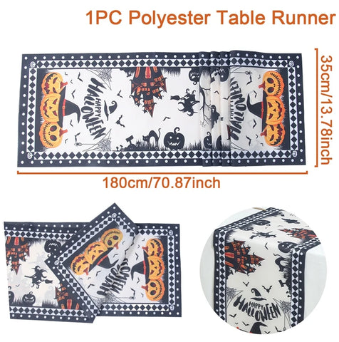 Halloween Table Runner Halloween Party Decoration Kids Favors Spooky Pumpkin Ghost Table Runner Trick or Treat Party Supplies