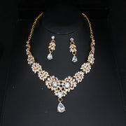 Luxury Bridal Jewelry Sets Women/Girl Gold Color Tiara/Crown Earrings Choker Necklace Bride Jewelry Set Ewkiki