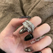 Korea New Fashion Jewelry Exquisite Silver Color Zircon Ring Elegant Women's Opening Adjustable Wedding Gift Luxury Accessory Ewkiki