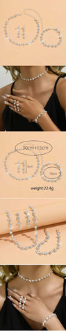New Fashion Wedding Jewelry Sets Crystal Decoration Choker Necklace Earrings Bracelet Sets Shining Bridal Jewelry Set Ewkiki