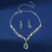 2pcs/set Jewelry Sets Women Elegant Waterdrop Rhinestone Pendant Necklace stud Earrings Wedding Dress Bridal Jewelry Set Ewkiki