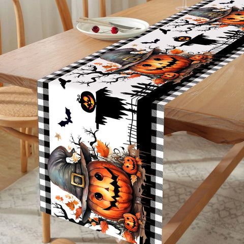 Halloween Table Runner Halloween Party Decoration Kids Favors Spooky Pumpkin Ghost Table Runner Trick or Treat Party Supplies