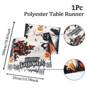 Halloween Table Runner Halloween Party Decoration Kids Favors Spooky Pumpkin Ghost Table Runner Trick or Treat Party Supplies