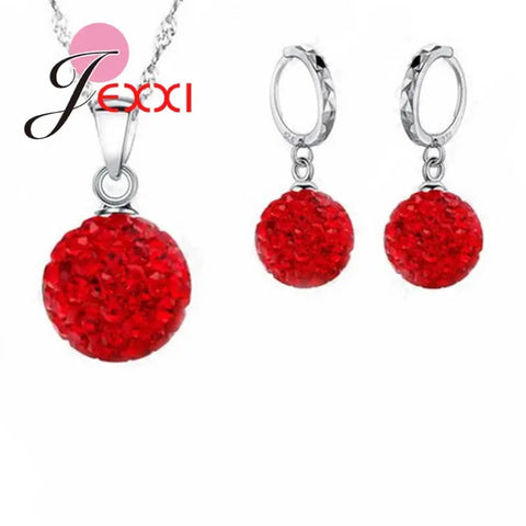 Jewelry High Quality Factory Price Fashion Wholesale Austrial Crystal Colorful 925 Sterling Silver Color Necklace&Earring Sets Ewkiki