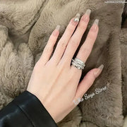 Korea New Fashion Jewelry Exquisite Silver Color Zircon Ring Elegant Women's Opening Adjustable Wedding Gift Luxury Accessory Ewkiki