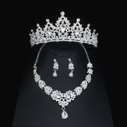 Luxury Bridal Jewelry Sets Women/Girl Gold Color Tiara/Crown Earrings Choker Necklace Bride Jewelry Set Ewkiki