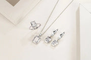 925 Sterling Silver Elegant Jewelry Sets Ring Earrings Necklace For Women Rectangle Geometry Zircon Wedding Accessories Ewkiki