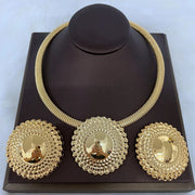 Dubai Jewelry Set for Women Round Beads Pendant Necklace and Earrings Gold Plated Jewelry for Weddings Bride Accessory Gift Ewkiki
