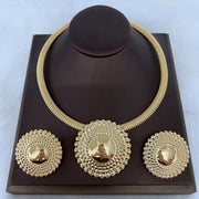 Dubai Jewelry Set for Women Round Beads Pendant Necklace and Earrings Gold Plated Jewelry for Weddings Bride Accessory Gift Ewkiki
