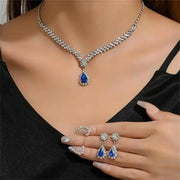 2pcs/set Jewelry Sets Women Elegant Waterdrop Rhinestone Pendant Necklace stud Earrings Wedding Dress Bridal Jewelry Set Ewkiki