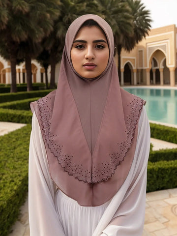 Luxury Ramadan Diamonds Chiffon Hijab Instant Hijab Women Muslim Scarf With Rhinestone Heavy Quality Headscarf Wraps Party Hijab Ewkiki