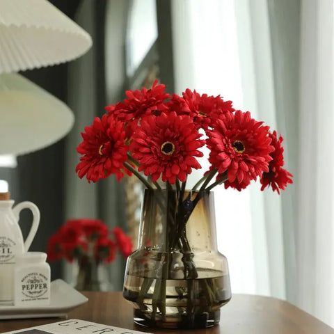 5/10PC Artificial Silk Gerbera Home Decoration Flower Heads Daisy for Wedding Holding Simulation Flowers Garden Home Decoration - Ewkiki