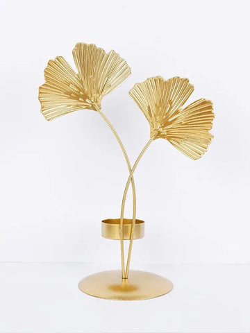 1P CNordic Golden Ginkgo Leaf Candlestick Luxury Living Room Home Decoration Wedding Party Home Decoration Candlestick - Ewkiki