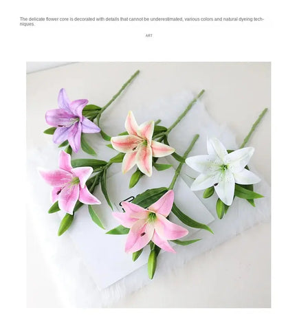 Artificial Lily Flower Wedding Home Decoration Fake Flowers High Quality Luxury Home Decoration Flower Arrangement Wedding - Ewkiki