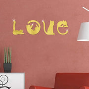 3D LOVE Cat Mirror Wall Sticker Acrylic Paste Home Decoration Cats Wallpaper Bathroom Bedroom Living Door Modern Home Decoration Ewkiki