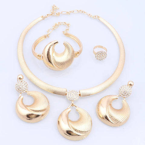 Dubai Jewelry Set For Women Silver Plated Luxury Necklace Earrings Bracelet And Ring Set Jewelry For Wedding Party Trending ﻿ Ewkiki