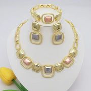Dubai Gold Plated Jewelry Set Women's High Grade Choka Necklace Bracelet Earrings Wedding Party Jewellery Ewkiki