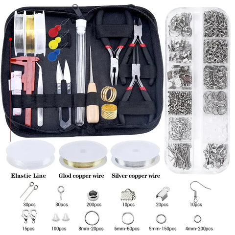 Jewelry Making Supplies Kit with Jewelry Tools, Jewelry Copper Wires Thread and Jewelry Findings for Jewelry Repair and Beading Ewkiki