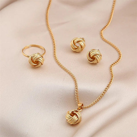 3 Pcs Round Pearl Jewelry Set Of Earring Pendant Necklace For Women Exquisite Fashion Rhinestone Double Wedding Jewelry Set Gift Ewkiki