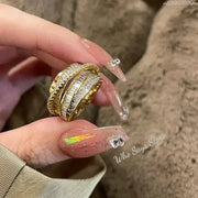 Korea New Fashion Jewelry Exquisite Silver Color Zircon Ring Elegant Women's Opening Adjustable Wedding Gift Luxury Accessory Ewkiki
