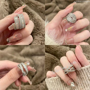 Korea New Fashion Jewelry Exquisite Silver Color Zircon Ring Elegant Women's Opening Adjustable Wedding Gift Luxury Accessory Ewkiki