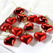 12PCS Love Christmas Tree Pendant Christmas Peach Heart Electroplated Ball Party Wedding Home Decoration Pendant Home Decoration - Ewkiki