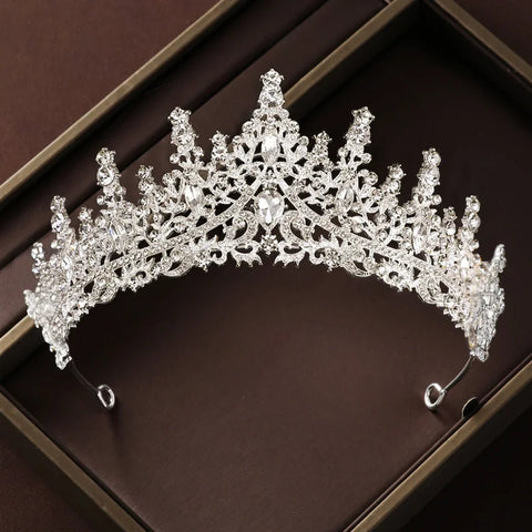 Bridal Wedding Jewelry 4-piece Set, Alloy Crystal Crown&Crystal Necklace&Earrings Women's Classic Wedding Tiaras Ewkiki
