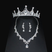 Luxury Bridal Jewelry Sets Women/Girl Gold Color Tiara/Crown Earrings Choker Necklace Bride Jewelry Set Ewkiki