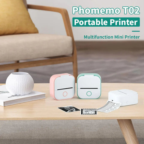 Phomemo T02 Portable Mini Wireless Thermal Pocket Printer Self-adhesive Stickers Use for DIY,Journal Sticker impresora portátil Ewkiki