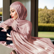Muslim Instant Hijab Glitter Hijab With Cap Bonnet Instant Satin Silk Hijab Pinless Shawl Headscarf Under Scarf Cover Headwrap Ewkiki