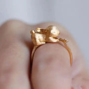 Cute and Exquisite Rabbit Jewelry Sets New in Fun Matte Ancient Gold Craft Earrings for Women Ring Necklace Gifts to Girlfriend Ewkiki