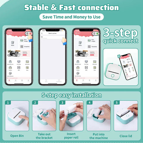 Phomemo T02 Portable Mini Wireless Thermal Pocket Printer Self-adhesive Stickers Use for DIY,Journal Sticker impresora portátil Ewkiki