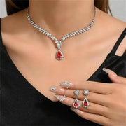 2pcs/set Jewelry Sets Women Elegant Waterdrop Rhinestone Pendant Necklace stud Earrings Wedding Dress Bridal Jewelry Set Ewkiki