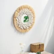 Boho Home Decoration Straw Hand-woven Mirror Wall Decoration Home Decoration Mirrors Bedroom  Macrame Wall Hanging - Ewkiki