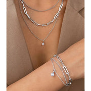 Stainless Steel Jewelry Set Elegant Delicate Pearl Pendant Jewelry Set Luxury Multi-Layer Chain Jewelry Set For Women Jewelry Ewkiki