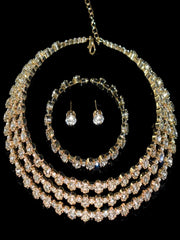 4-piece women's jewelry set with rhinestones, multi-layer collars, earrings, bracelets, wedding party accessories Ewkiki