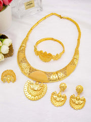 Dubai Jewelry for Women Fashion 24k Gold Plated Jewelry Set Necklace Earrings Accessories Gifts for Party Wedding Ewkiki