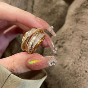 Korea New Fashion Jewelry Exquisite Silver Color Zircon Ring Elegant Women's Opening Adjustable Wedding Gift Luxury Accessory Ewkiki