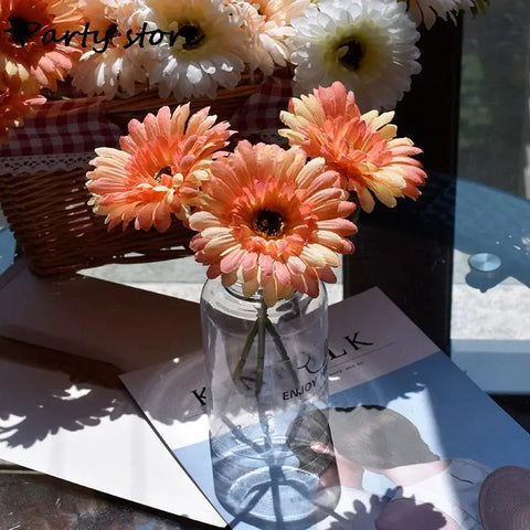 Artificial Silk Gerbera Flowers Wedding Home Decoration Fake Daisy Chrysanthemum Party Home Decoration 3Pcs 6Pcs Batch of 23cm - Ewkiki