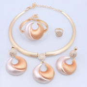 Dubai Jewelry Set For Women Silver Plated Luxury Necklace Earrings Bracelet And Ring Set Jewelry For Wedding Party Trending ﻿ Ewkiki