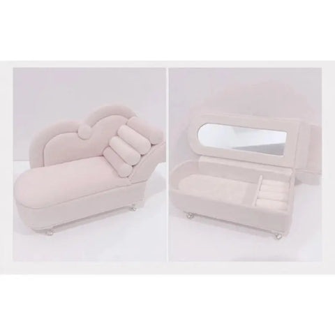 Sofa Shaped Jewelry Box Beautiful Jewelry Case Jewelry Storage Organizers Plush Texture for Fashionable Jewelry Storage Ewkiki