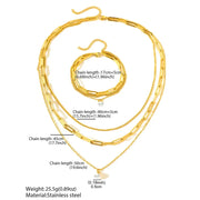 Stainless Steel Jewelry Set Elegant Delicate Pearl Pendant Jewelry Set Luxury Multi-Layer Chain Jewelry Set For Women Jewelry Ewkiki