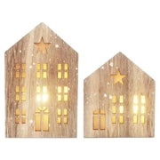 Christmas Wooden House Decor Christmas Led Light Wooden House Decorations Tabletop Hangable Ornaments Christmas Party Supplies Ewkiki