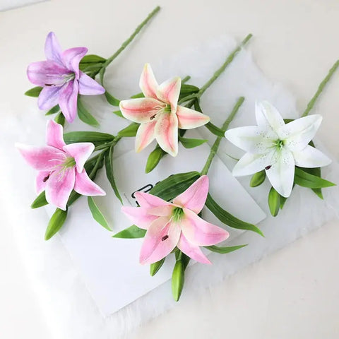 Artificial Lily Flower Wedding Home Decoration Fake Flowers High Quality Luxury Home Decoration Flower Arrangement Wedding - Ewkiki