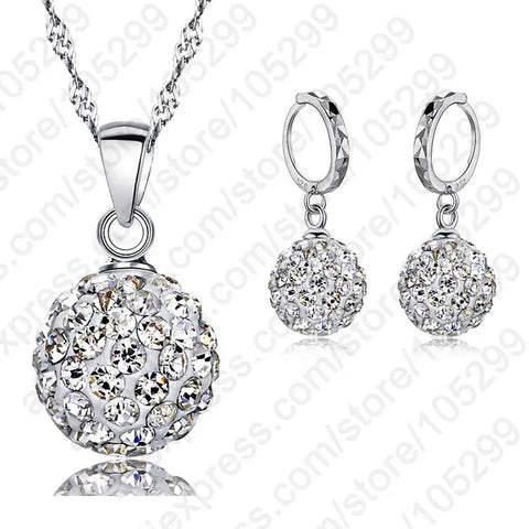Jewelry High Quality Factory Price Fashion Wholesale Austrial Crystal Colorful 925 Sterling Silver Color Necklace&Earring Sets Ewkiki