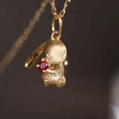 Cute and Exquisite Rabbit Jewelry Sets New in Fun Matte Ancient Gold Craft Earrings for Women Ring Necklace Gifts to Girlfriend Ewkiki