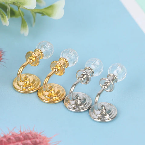1Pair 1:12 Dollhouse Miniature Crystal Wall Light Lamp Model Doll House Decor Ewkiki