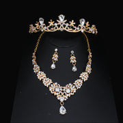 Luxury Bridal Jewelry Sets Women/Girl Gold Color Tiara/Crown Earrings Choker Necklace Bride Jewelry Set Ewkiki